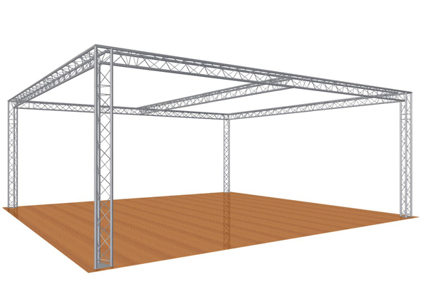 8m wide x 8m deep x 2.5m with centre cross system 35 Trio